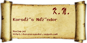 Korsós Nándor névjegykártya
