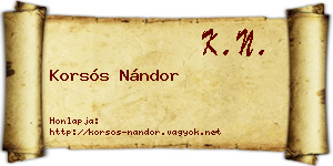 Korsós Nándor névjegykártya